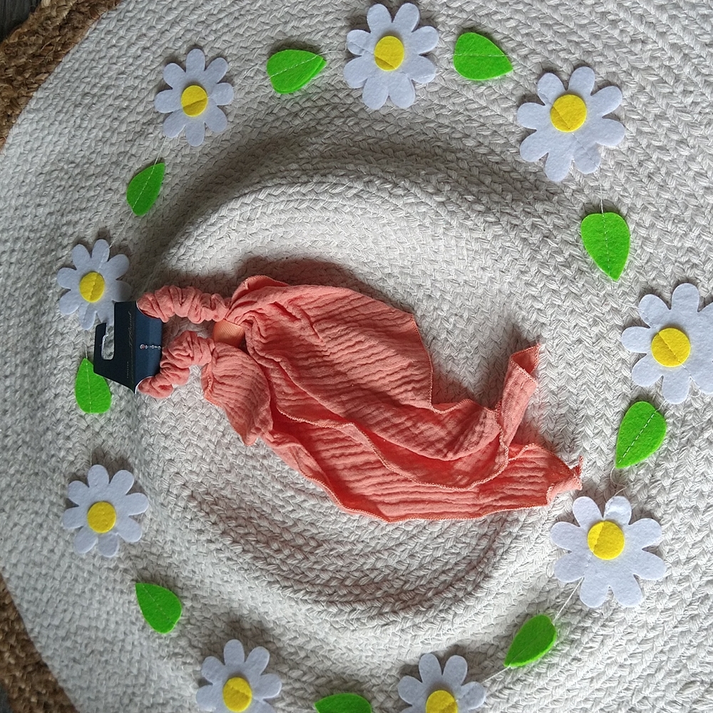 NWT Universal Thread Coral Cotton Muslin Hair Scrunchie Scarf